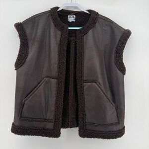 Future Collective Reese Blutstein Brown Faux Fur Lined Vest Medium oversized
